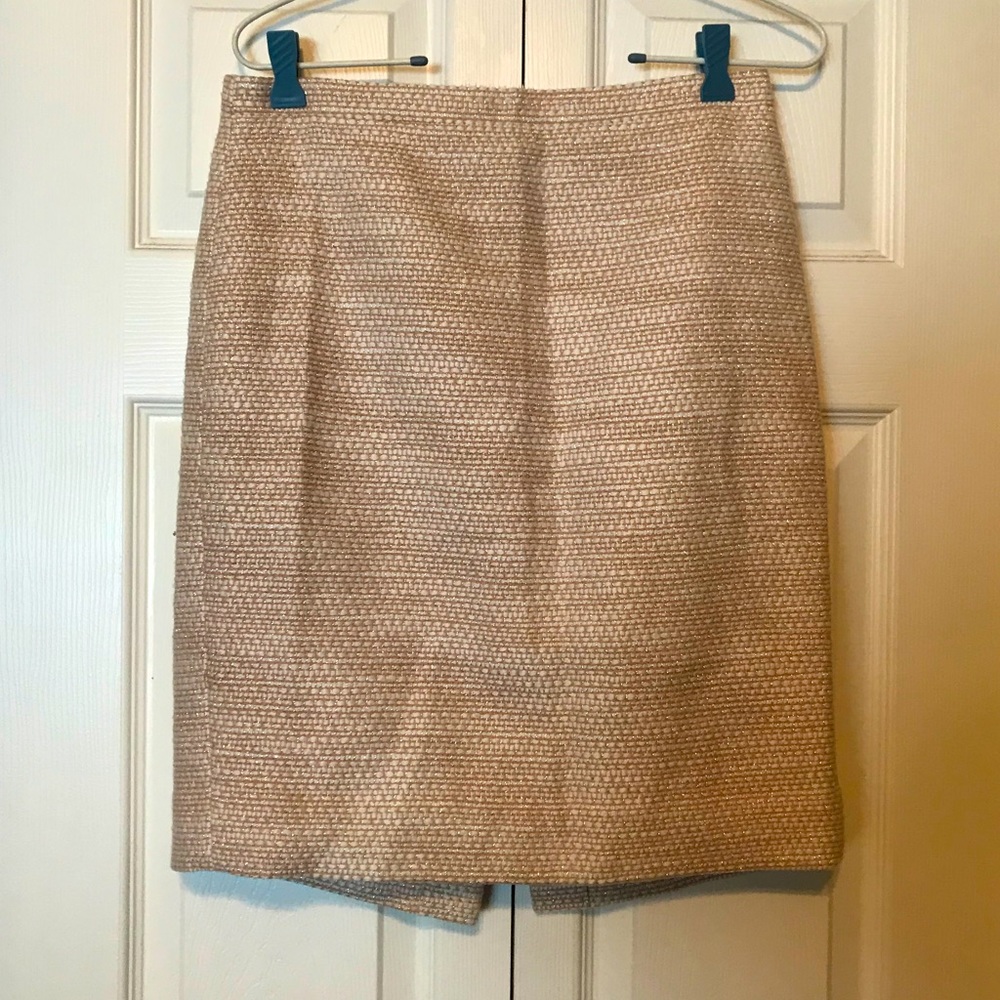 J. Crew Pencil Skirt in Tweed Pink/White/Silver